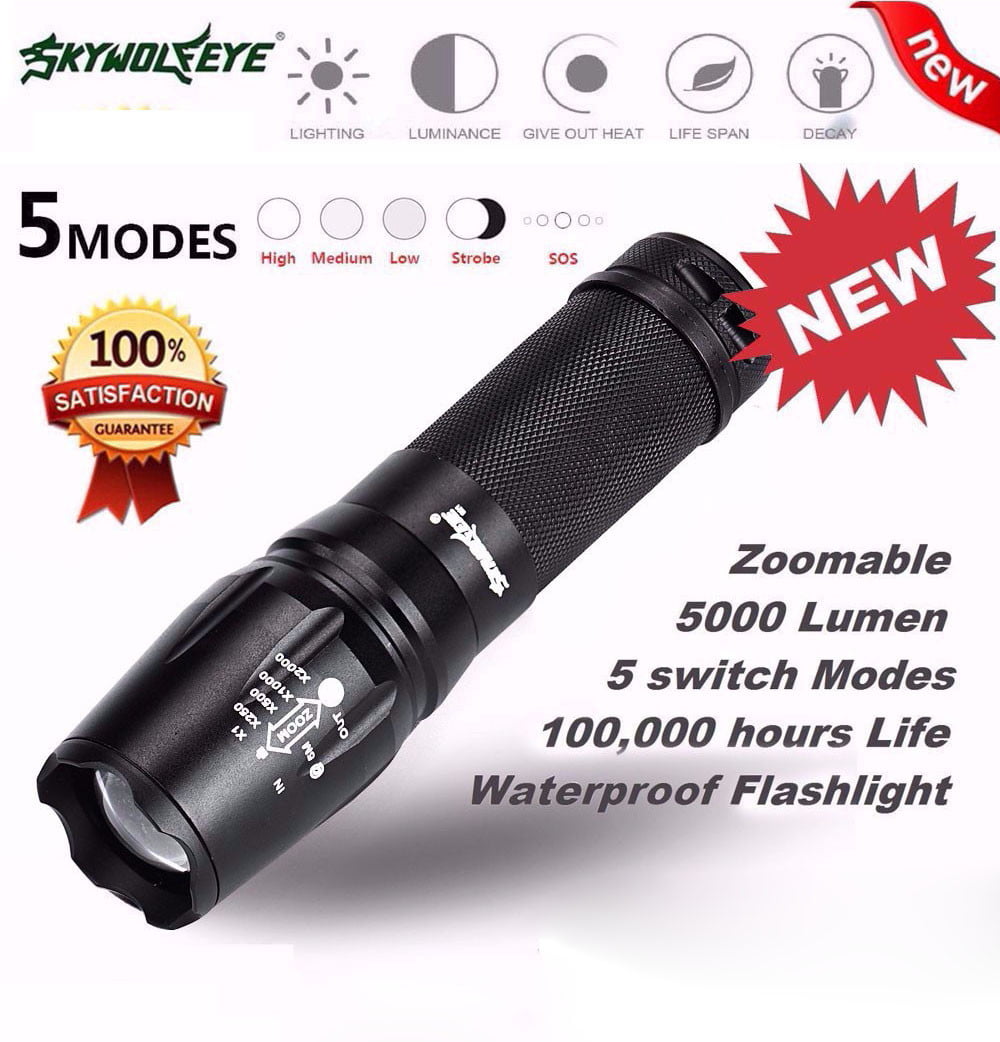 Rechargeable Zoomable CREE XM-L T6 LED 18650 AAA Flashlight Led Torch Lamp Light 