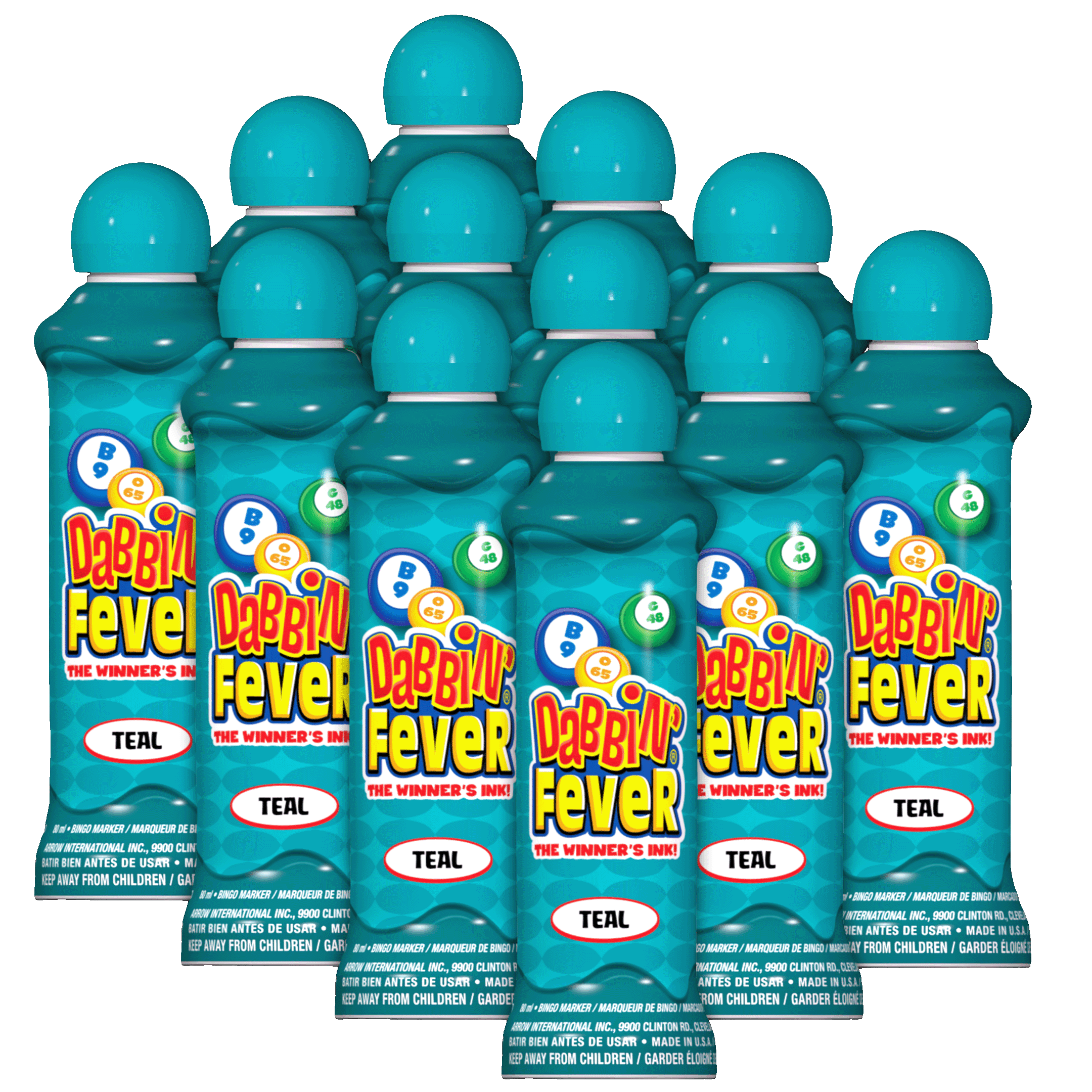 Dabbin' Fever One Dozen 3 ounce Bingo Daubers 10 Colors (Teal