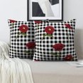 thumbnail image 2 of LALILO Throw Pillow Covers Floral Red Black And White Gingham Cushion Cover 18" x 18", 2 Pack, 2 of 6