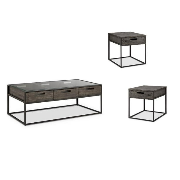 3 Piece Modern Coffee And End Table Set In Weathered Charcoal Com - 3 Piece Coffee And End Table Set In Weathered Charcoal 3 Piece Modern Coffee And End Table Set In Weathered Charcoal Com - 3 Piece Coffee And End Table Set In Weathered Charcoal