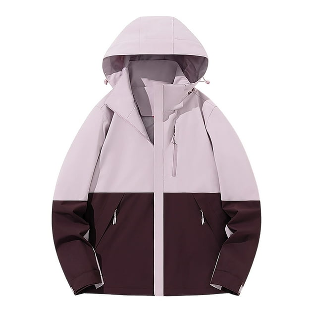 Haut pour Femmes Manteau Veste Coupe-Vent Mince Respirant à Capuchon Amovible Uni Rouge G