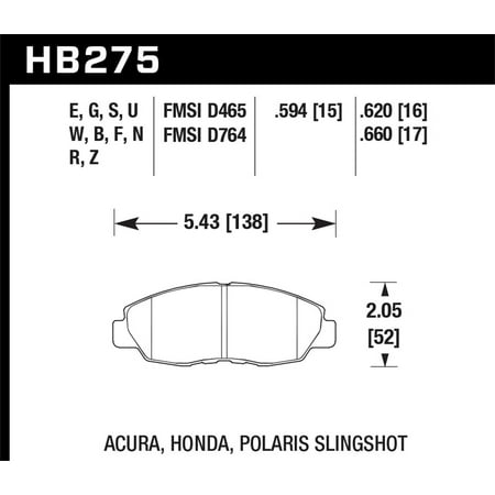 - Hawk Acura/ Honda Performance Ceramic Street Front Brake Pads
