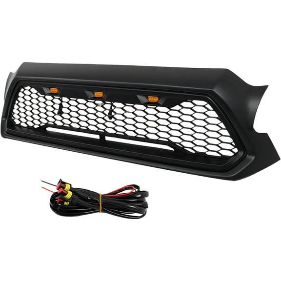 OTTULUR Front Grille Bumper Grill W/Lights Replacement for 2012-2015 Tacoma Matte Black