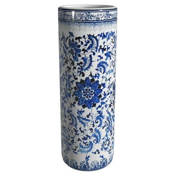 Red Lantern 24" Floral Blue & White Porcelain Umbrella Stand