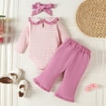 thumbnail image 7 of Gvdentm Newborn Baby Girl Clothes Infant Outfits Romper Floral Fall Outfit Bell Bottoms Pant Sets Headband Flowerpant(Pink,12-18 Months), 7 of 7