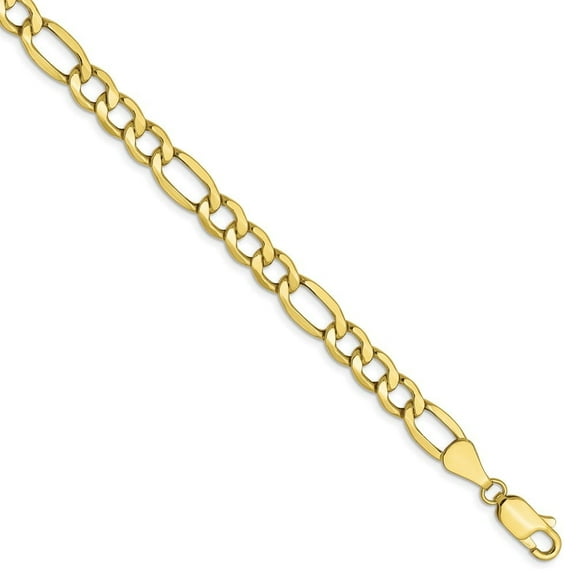 Auriga Fine Jewelry 10K Yellow Gold 5.35mm Semi-Solid Figaro Bracelet 8" for Women