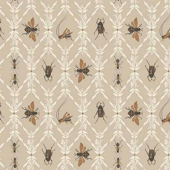 Beetle bugs boy fabric, Little Entomologist Lambkin cotton fabric AGF, Sold by the Quarter Yard