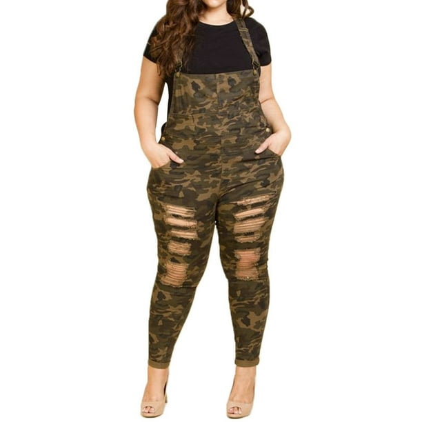 Scvgkk Scvgkk Women's Plus Size Camo Holes Sleeveless Jumpsuit