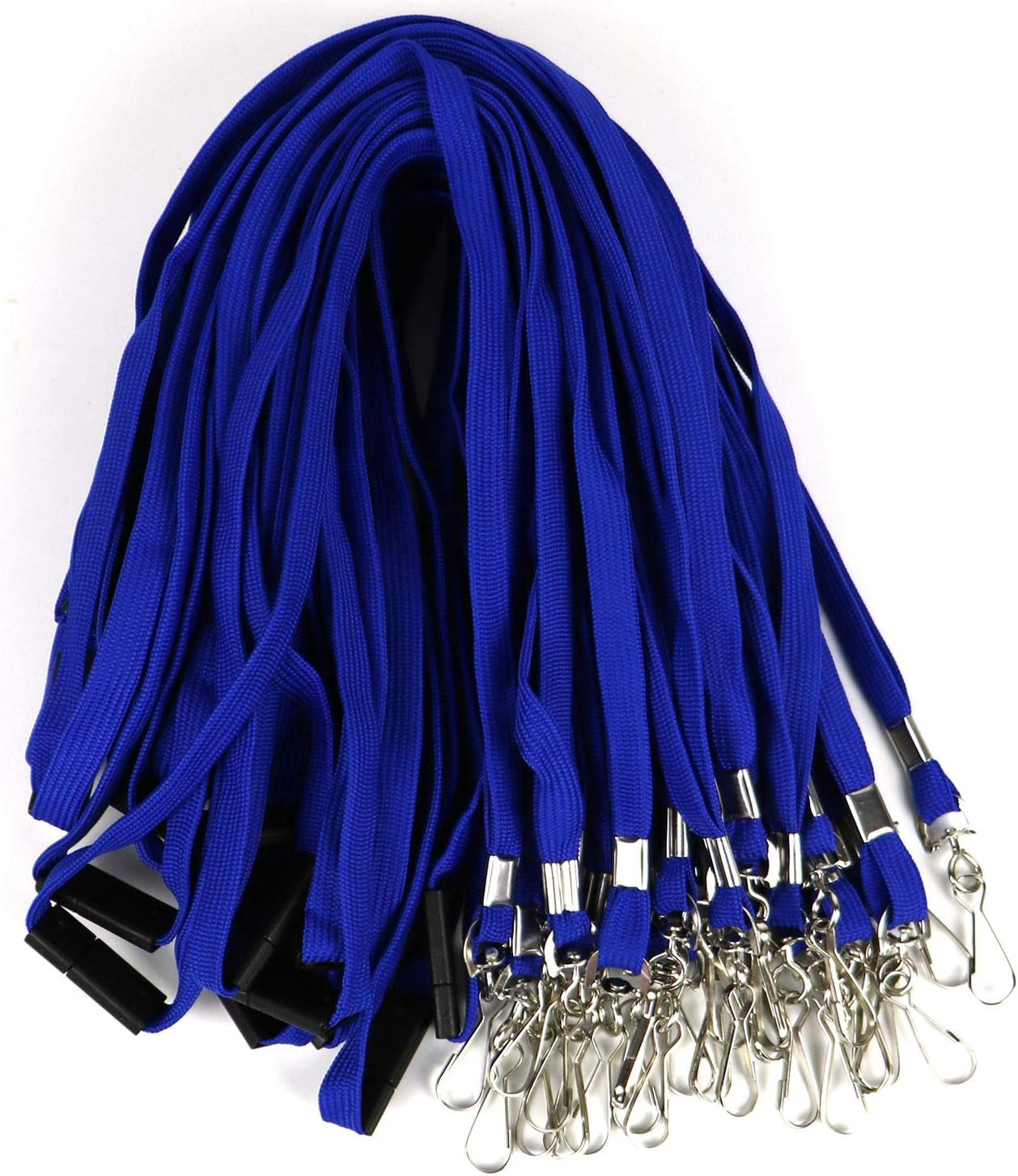 50pcs Safety Breakaway Lanyard with J-Hook Flat Lanyards for ID Badges Cruise Lanyard Bulk Preimum Lanyards for Women/Men Business Card NameTag Holder Lanyards Employee Students (Blue, Breakaway
