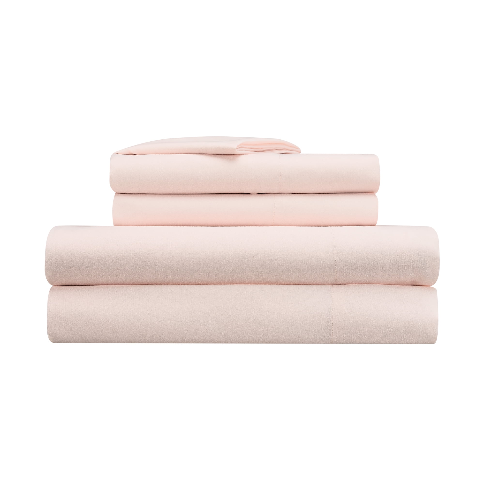 Serta Simply Clean 3-Piece Antimicrobial Solid Bed Sheet Set, Twin, Blush Pink