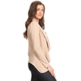 thumbnail image 3 of Women's Classic Draped Open Front Blazer Casual Workwear Long Sleeve Jacket Khaki L, 3 of 5