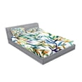thumbnail image 2 of Ambesonne Japanese Fitted Sheet & Pillow Sham Set, Colorful Watercolor Leaves, Queen, Multicolor, 2 of 2
