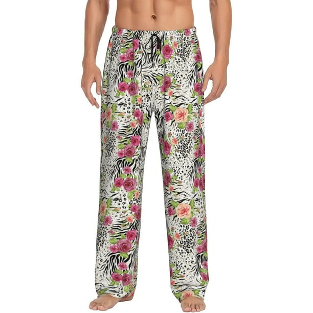 Balery Roses Mixed Zebra Pantalones de pijama para hombre, pijama ultraligero, pantalón de descanso-Medium