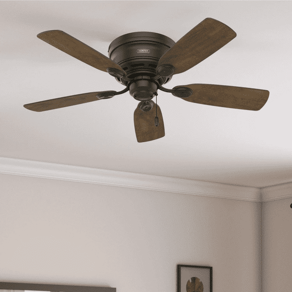 Restored Hunter Fan 42 in New Bronze Finish Low Profile Ceiling Fan with Reversible Weathered Oak / Wine Country Blades (Refurbished)