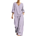 thumbnail image 2 of Aimik Womens 2 Piece Outfits V Neck Flare Sleeve Top and Wide Leg Long Pants Set with Pockets Fall Casual Lounge Outfit Sets, 2 of 6