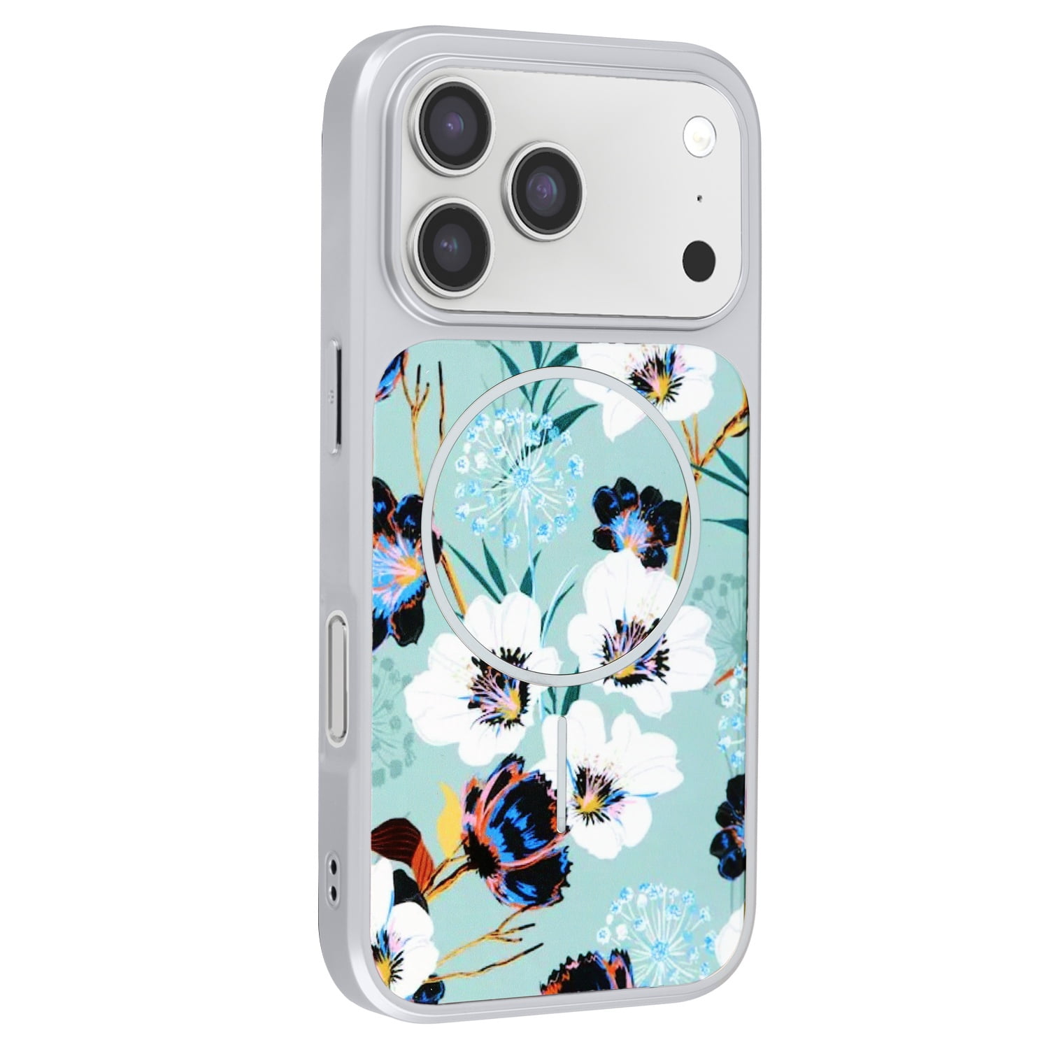 Dual Layer Flower Design Magsafe Cases for iPhone 17 Pro Max - Green