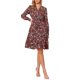 thumbnail image 4 of Vestido de manga larga INSPIRE CHIC para mujer, con escote en V, floral, con cintura fruncida, volantes, corte A, hasta la rodilla, en rojo y negro, 4 of 6