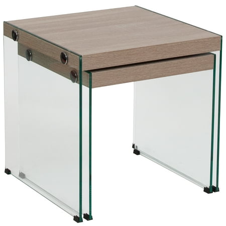 Natural Wood Finish For Outdoor Furniture Flash Furniture Weston Collection Natural Wood Grain Finish Nesting Tables with Glass Frame ()