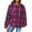 Hot Pink, variant on Women's Fashion Loose Hooded Pullover Long Sleeve Plaid Sweatshirt with Drawstring Drop Shoulder and Pocket Print,Vermilion,XL