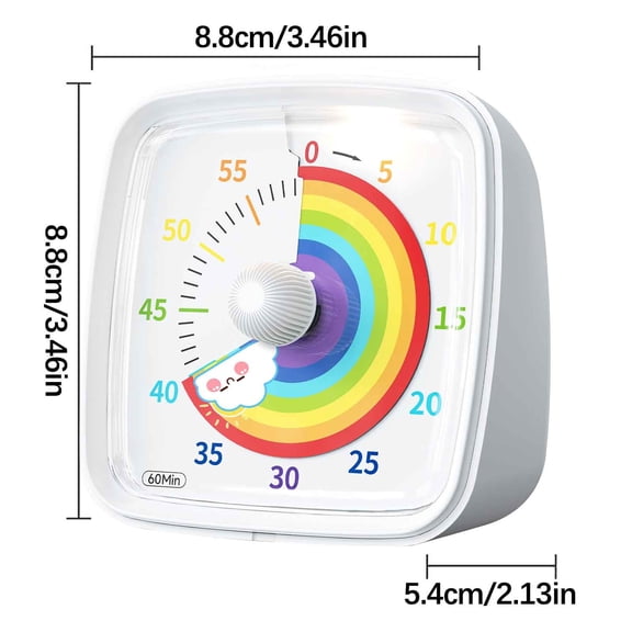 Visual Timer with Protective Case, Rainbow Disk 60 Minute Countdown Timer for Kids and Adults, Silent Time Management