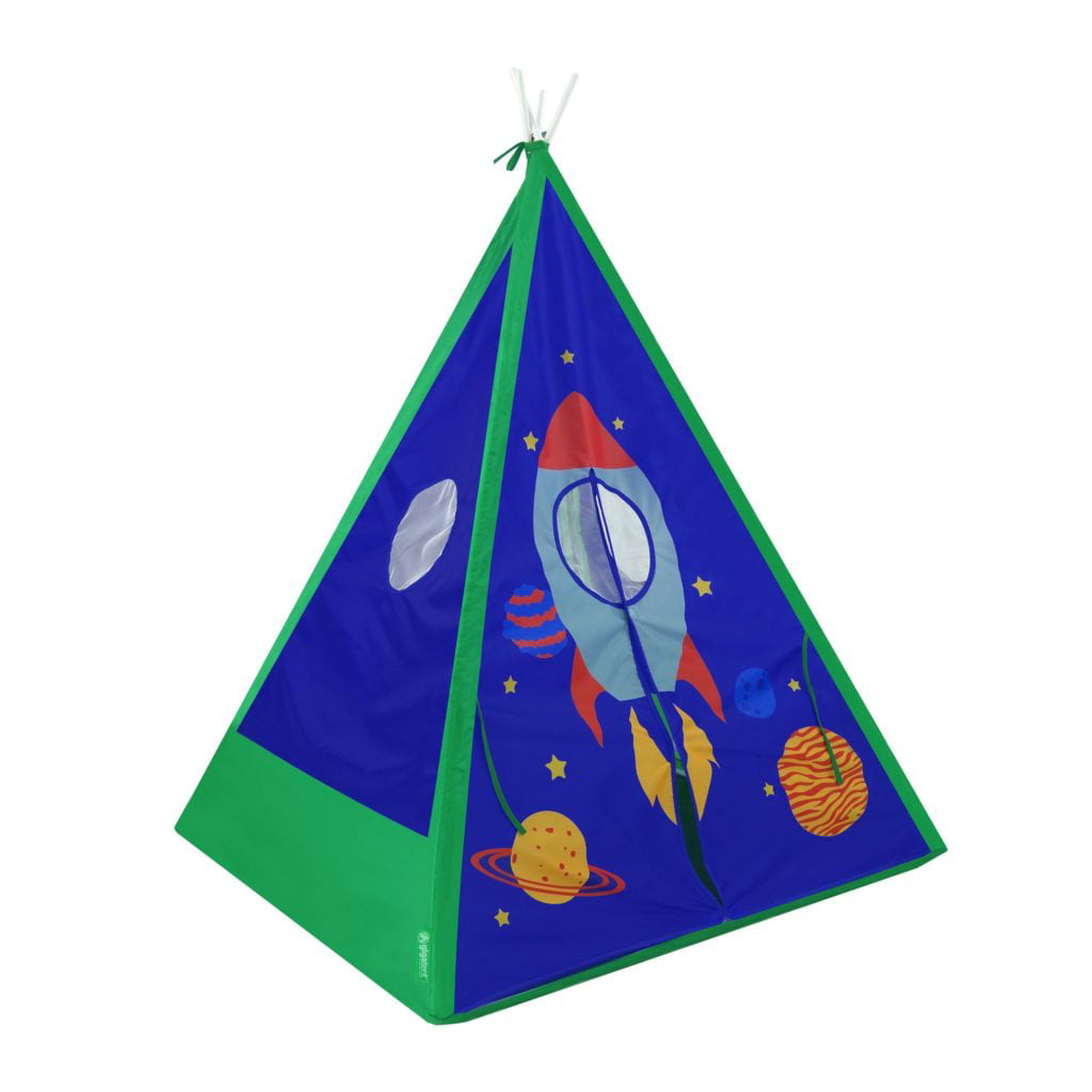 Photo 1 of GigaTent Outer Space Teepee Play Tent Easy Setup No Tools Required. Easy setup no tools required Dimensions: 40x 40 x 46 (height). This portable teepee can be taken just about anywhere! Simply disassemble and store it anywhere! Curtain doors with hook and