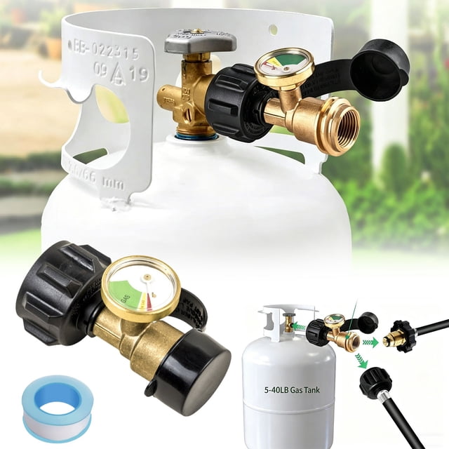 Yuehao Détecteur de Fuite pour Réservoir de Propane, Jauge pour Réservoirs de 5 à 40 lb, Raccord de Type 1 pour Barbecue, VR et Réchaud de Camping, Jaune
