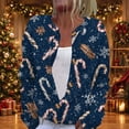 thumbnail image 2 of Christmas Cardigan Sweaters for Women Oversized Casual Funny Snowflake Candy Graphic Button Down Cable Knit Cardigan Open Front Long Sleeve Soft Trendy Fall Women's Sweaters Navy S, 2 of 6