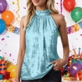thumbnail image 2 of DHFJKG Womens Summer Sleeveless Tank Top Metallic Halter High Neck Loose Fit Blouse Daily Wear Solid Color Soft Versatile Tops, 2 of 8