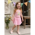 thumbnail image 5 of BemeyourBBs Toddler Baby Girl Birthday Outfit 1 2 3 4 5 Years Old Birthday Clothes Letter Embroidery Ruffled Fly Sleeve Striped Tank Tops Pleated Pleated Skirts Set 2Pcs Toddler Girl Summer Clothes, 5 of 6