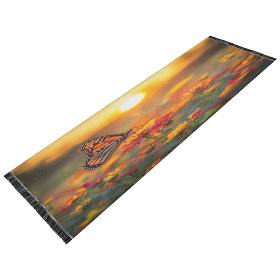 BZSMCE Runner Rug Classical Design Sunset Butterfly Bliss Style Modern Pattern 72x23.5in Indoor Washable Rug