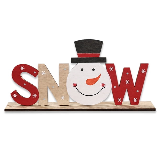 Letrero de chimenea decorativo de madera de Navidad, decoración artesanal de mesa para el hogar, decoración rústica de boda, figurita, suministros para mesa, muñeco de nieve sidaley HA008953-02B