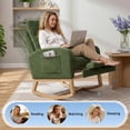 thumbnail image 6 of Teddy Fabric & PU Upholstered Nursery Rocking Chair with Adjustable Footrest, Two Side Pockets, High Backrest & Solid Wooden Legs, Comfortable Glider Armchair for Nursery, Living Room, Bedroom, 6 of 7
