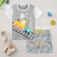 thumbnail image 2 of larppty Toddler Boys Pajamas Monster Truck Pjs Kids Dinosaur Short Sets Summer Sleepwear for Boy Jammies 2-8 Years（Grey， 5-6 Years）, 2 of 9
