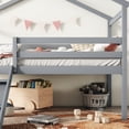 thumbnail image 4 of Leumius Twin Low Loft House Bed with Slide, Ladder, Safety Guardrails, House Roof Frame for Boys Girls Grey, 4 of 9
