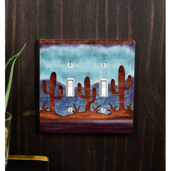 Pack of 2 Southwestern Desert Cactus Double Toggle Switch Wall Electrical Plate