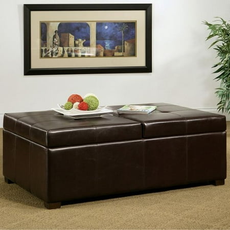 Sheffield Bicast Leather Double Flip-top Storage Ottoman