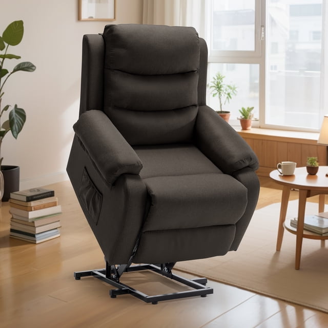YSICK Small Power Lift Recliner Chair for Elderly with Remote Control Linen for Living Room,Black