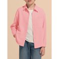 thumbnail image 3 of Boys Long Sleeve Dress Shirts Collared Button Down Shirt School Uniform Shirts with Chest Pocket Pink,8-9 Years, 3 of 6