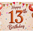 thumbnail image 4 of Pink Background Happy 13th Birthday Banner with Balloons Confetti and Presents Party Supplies Backdrop Decor for Photography Props Birthday Party Decors, 4 of 8