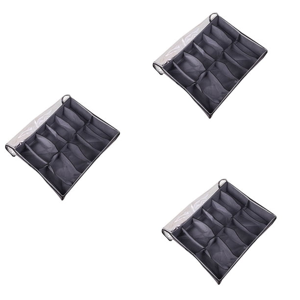 Organizador de zapatos para debajo de la cama, 3 unidades, caja de tela plegable para zapatos con cubierta transparente, bolsa de almacenamiento con ventana transparente