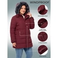 thumbnail image 5 of Wantdo Women's Plus Size Winter Jacket Quilted Winter Coat Windproof Puffer Jacket with Detachable Hood Wine Red 4XL, 5 of 8