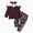 A83-Dark Purple, variant on Girls Long Sleeved Ruffle Top Flower Pants Set for Kids Casual Wear