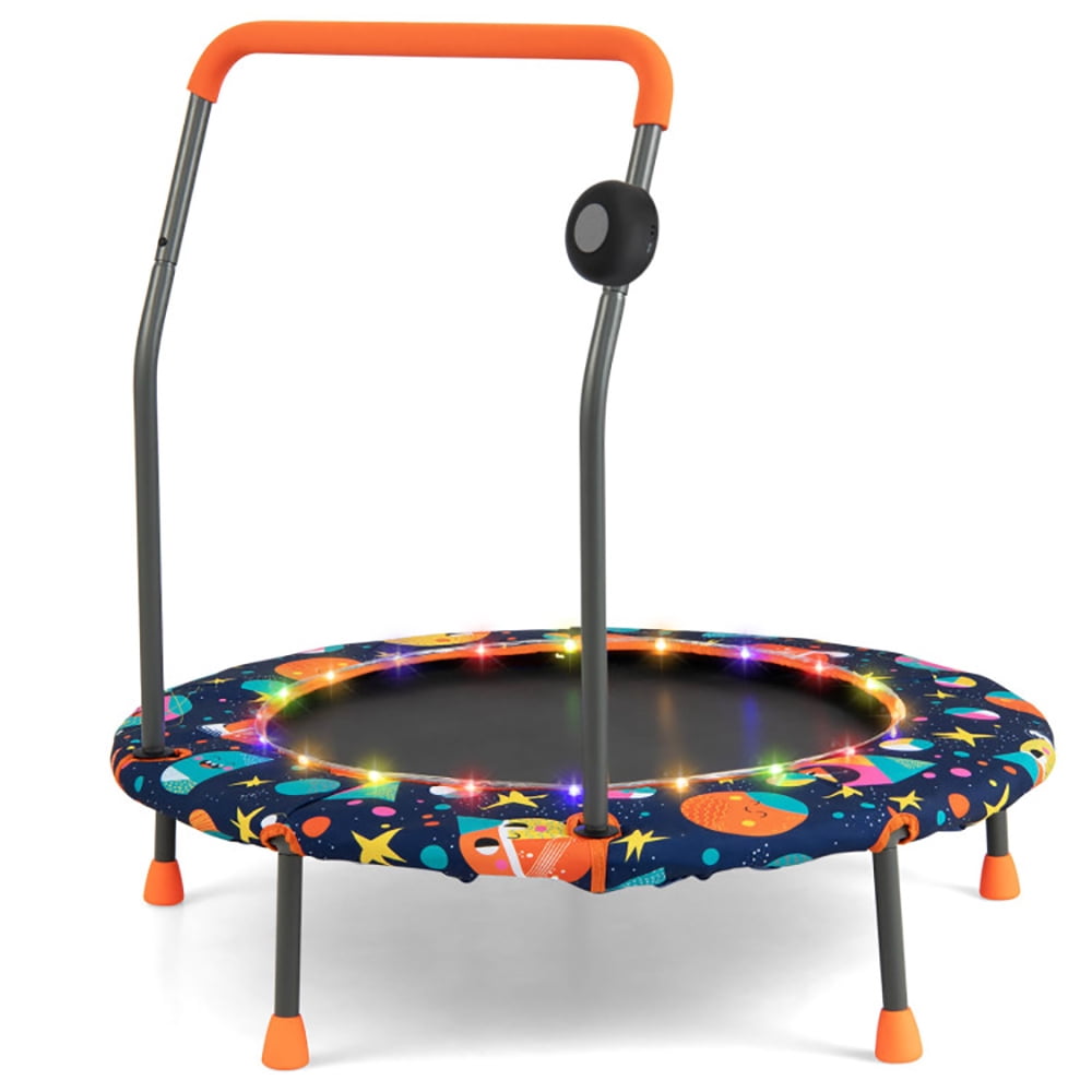 Topcobe 36 Inch Mini Trampoline with Colorful LED Lights and Bluetooth Speaker, Exercise Trampoline for Indoor Outdoor, Kids Trampolines-Multicolor