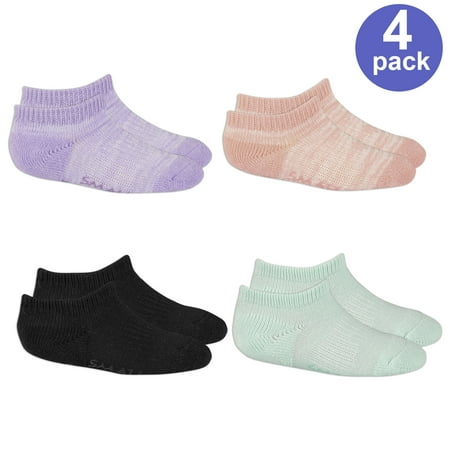 Fruit of the Loom No Show Stay-On Perfect Socks, 4-Pack (Baby Girls & Toddler (Best No Show Socks For Booties)