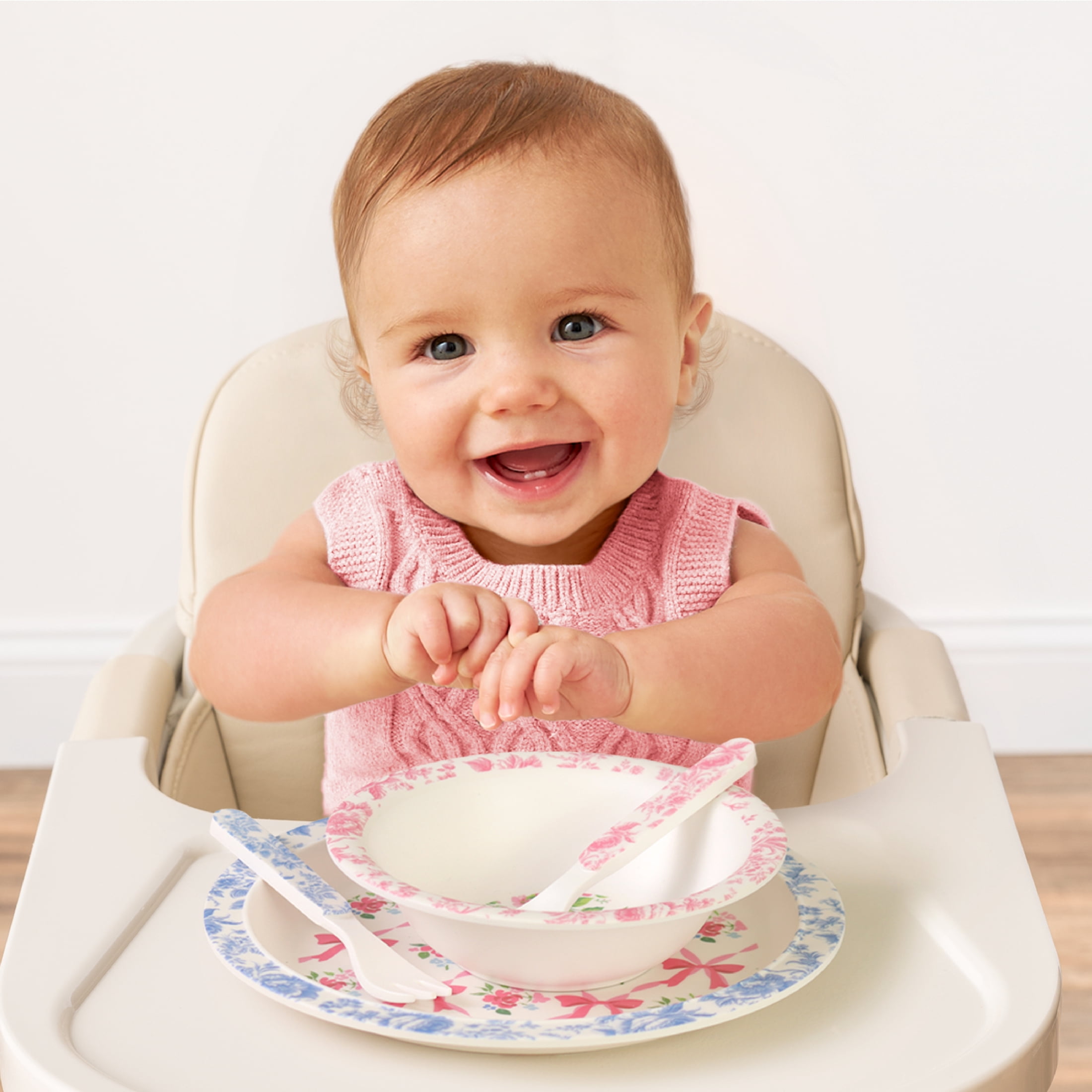 Itzy Bistro Set Ribbons & Roses Melamine Tableware for Kids