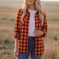 thumbnail image 2 of Textilo Womens Button Down Plaid Shirts Long Sleeve Lapel Collar Shirt with Pockets Blouse Lightweight 2026 Fashion Fall Business Casual Outfits,Orange L, 2 of 7
