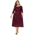 thumbnail image 5 of OBEEII Plus Size Wedding Guest Dress Chic Floral Lace Dresses for Women 3/4 Sleeve Party Dresses with Pockets, 5 of 5