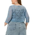 thumbnail image 3 of Unique Bargains Women's Plus Size Shrug Floral Lace Tie Neck Bolero Cardigan, 3 of 7
