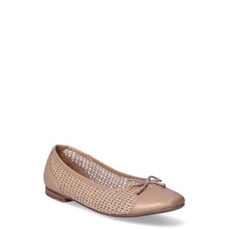 

Time and Tru Women s Woven Cap Toe Ballet Flats