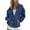 Navy, variant on Women's Autumn Winter Button Up Cardigan, Solid Color Drawstring Hooded Pocket Sweatshirt, Soft Comfortable Long Sleeve Pullover for Casual Daily Wear, Entertainment and Seasonal Fashion Black L